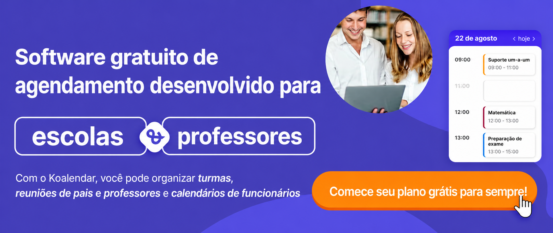 Aplicativo gratuito de agendamento para escolas e professores